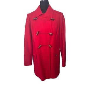 Tommy Hilfiger Toggle Red Winter Pea Coat Women 10 M. NWOT